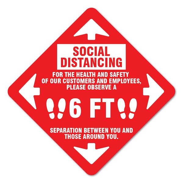 Signmission Social Distancing For Health And Safety Non-Slip Floor Graphic, 16" x 16", FD-X-16-9995 FD-X-16-9995 - main